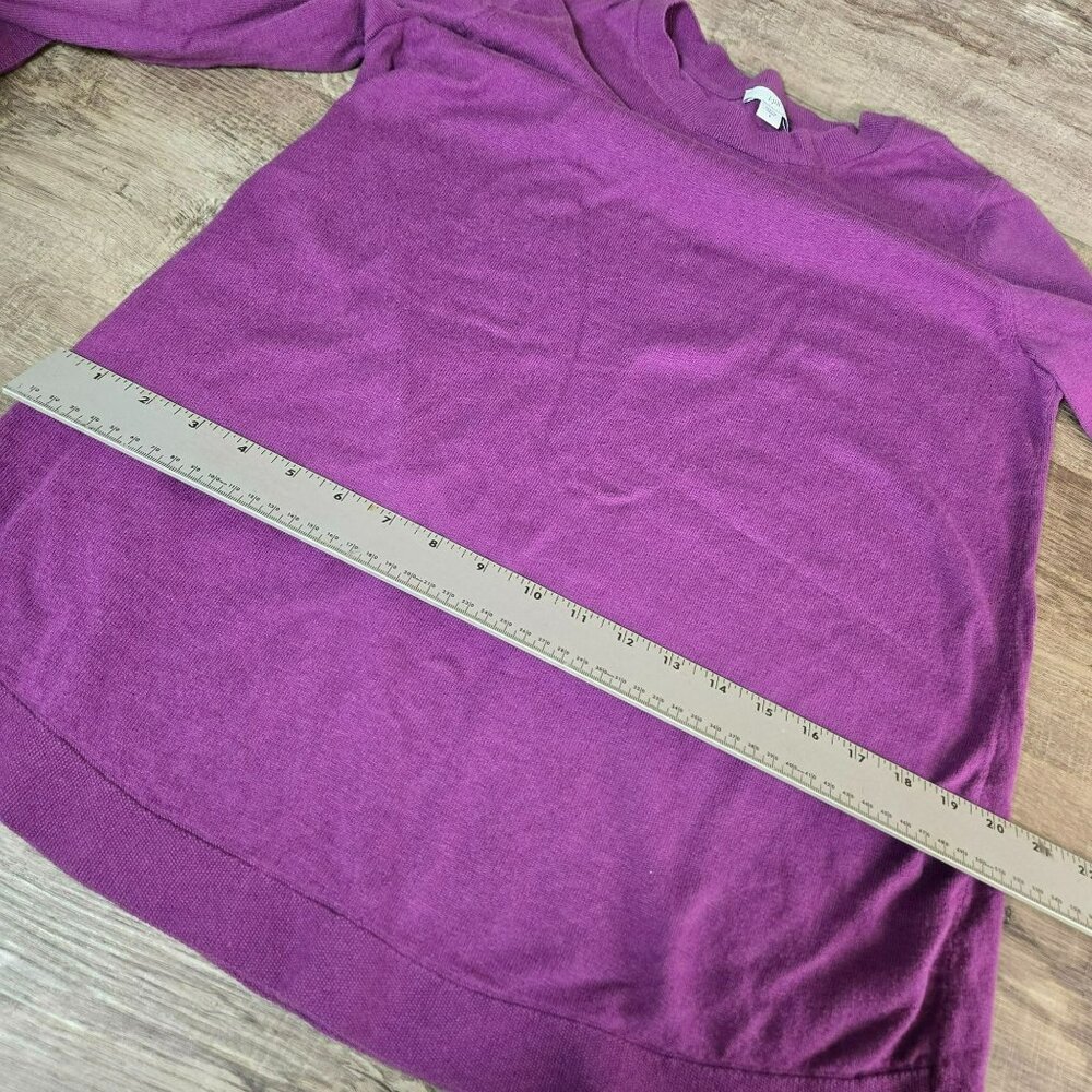 J Jill Purple Sweater Tunic Small Cotton Blend w Long Multicolor Fringed Scarf - Picture 13 of 14